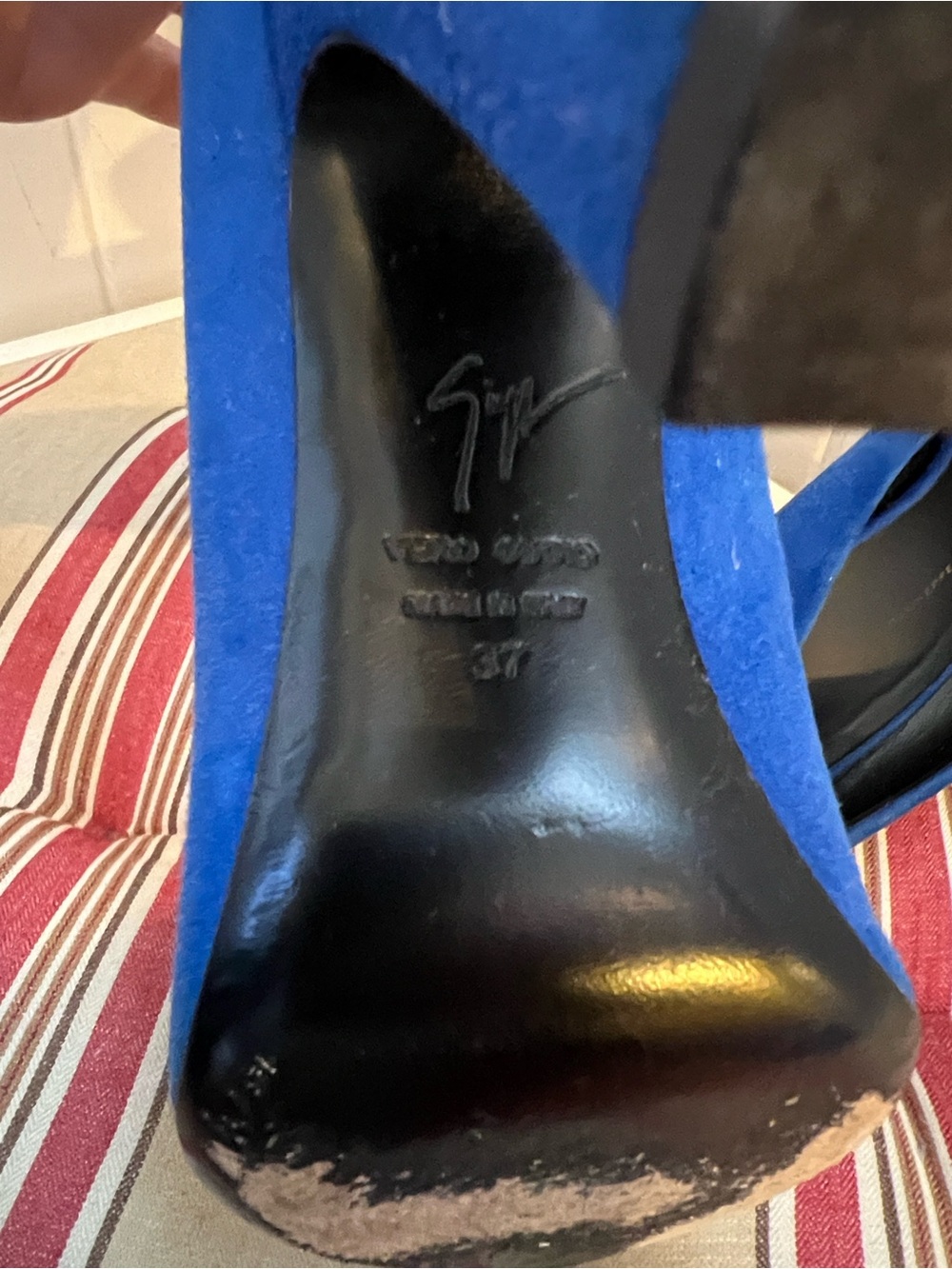 Giuseppe Zanotti Blue Suede Pointed Toe Stiletto Pumps Size 37 EU Italy Luxury - Picture 8 of 10